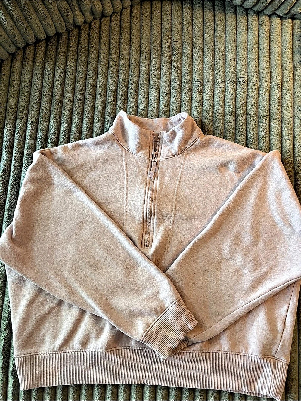 Oversized Funnel-Neck Half Zip Pink